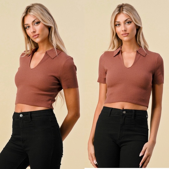 🆕Collared rib crop top - Picture 5 of 11